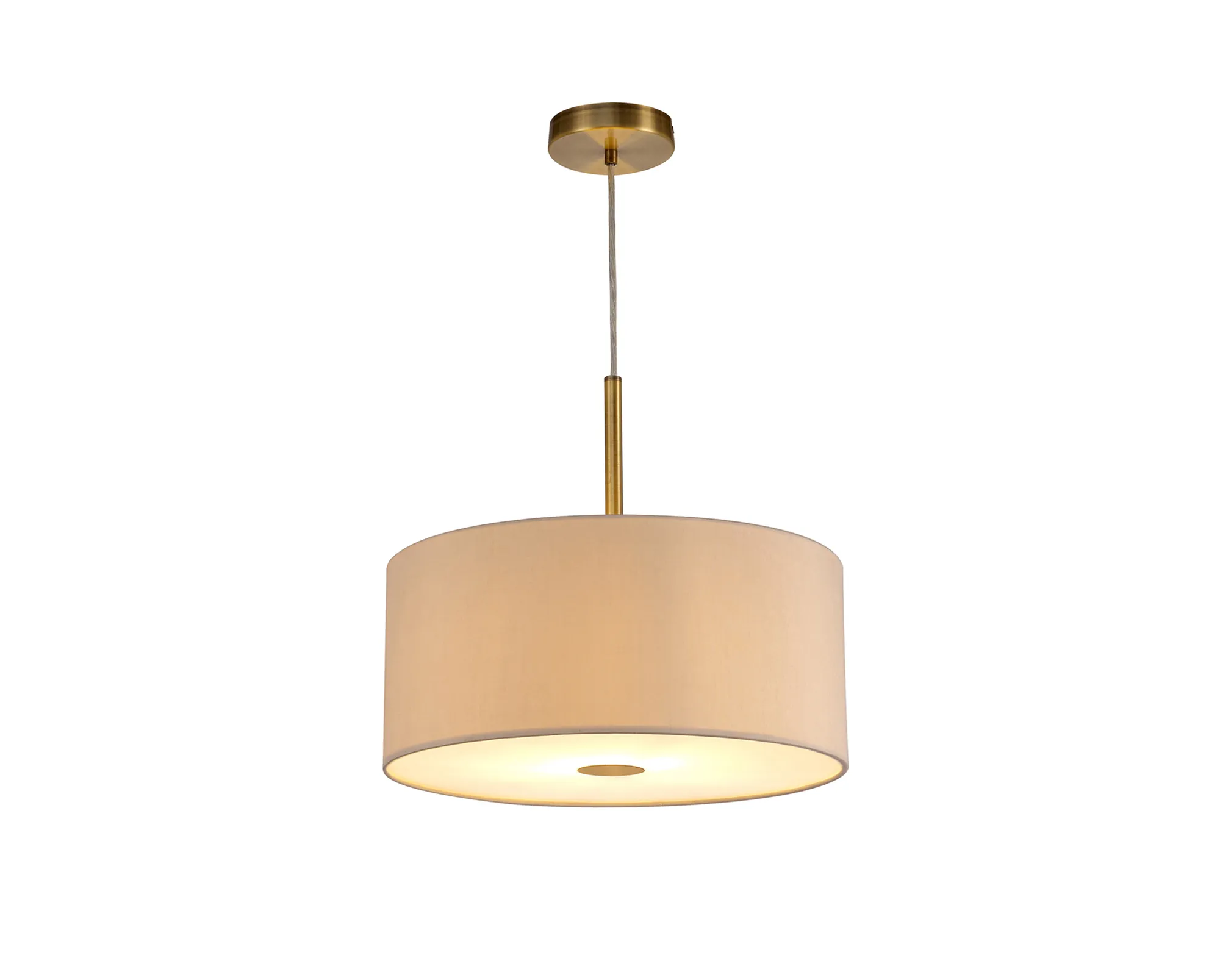 Baymont 40cm Pendant 1 Light Antique Brass, Nude Beige/Moonlight, Frosted Diffuser DK0216  Deco Baymont AB NU
